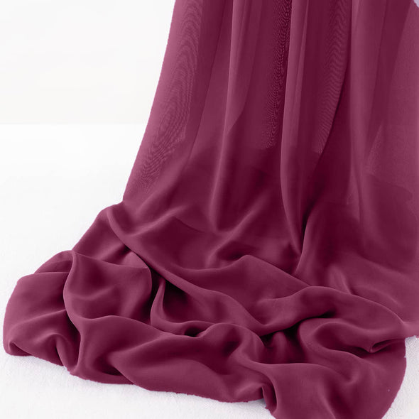 Dark Fuchsia  Pack of 5 10ft Wool Dobby Chiffon Table Runner 29x120 Inches Runner for Wedding, Decorations for Birthday Parties, Banquets, Engagements, Sheer