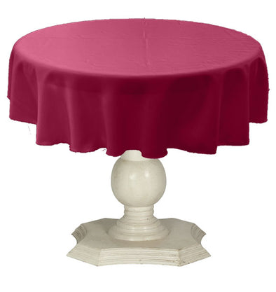 Dark Fuchsia Round Tablecloth Solid Dull Bridal Satin Overlay for Small Coffee Table Seamless