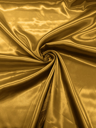 Dark Gold Shiny Charmeuse Satin Fabric for Wedding Dress/Crafts Costumes/58” Wide /Silky Satin