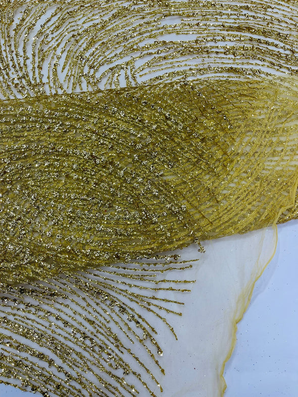 Fashion Glitter Design On A Mesh Lace Fabric/Prom.