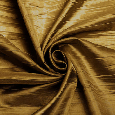 Dark Gold Crushed Taffeta Fabric - 54" Width - Creased Clothing Decorations Crafts - Sold By The Yard