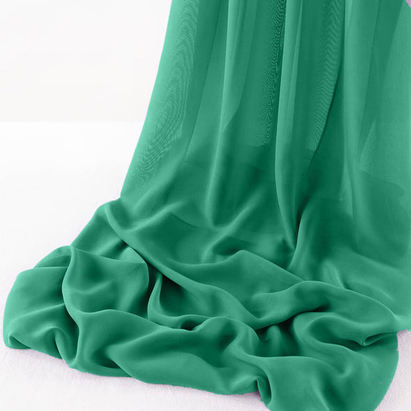 Dark Jade Pack of 5 10ft Wool Dobby Chiffon Table Runner 29x120 Inches Runner for Wedding, Decorations for Birthday Parties, Banquets, Engagements, Sheer