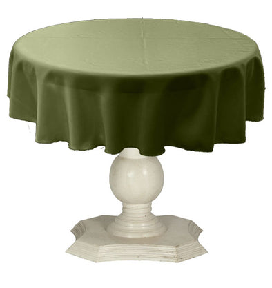 Dark Lime Green Round Tablecloth Solid Dull Bridal Satin Overlay for Small Coffee Table Seamless
