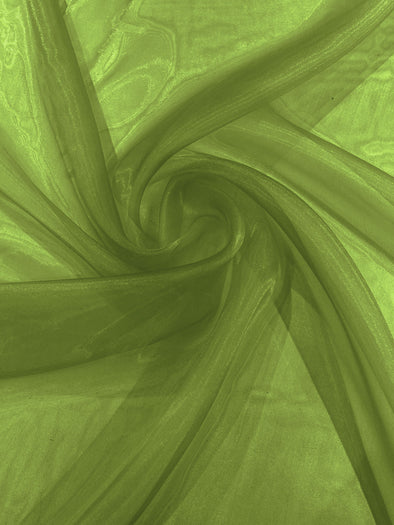 Dark Lime 58/60"Wide 100% Polyester Soft Light Weight, Sheer Crystal Organza Fabric Sold By The Yard