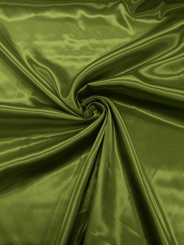 Dark Lime Shiny Charmeuse Satin Fabric for Wedding Dress/Crafts Costumes/58” Wide /Silky Satin