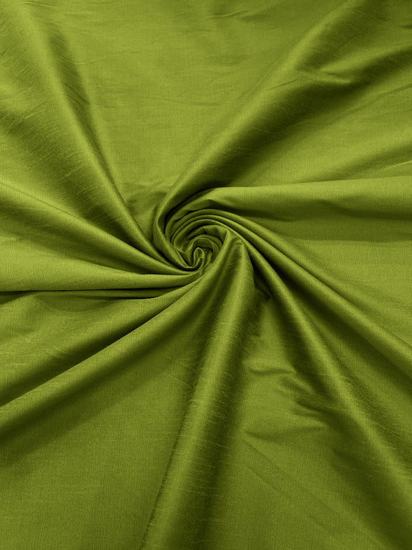 Dark Lime Polyester Dupioni Faux Silk Fabric/ 55” Wide/Wedding Fabric/Home Décor.