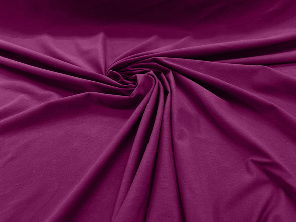 Dark Magenta 58/60" Wide Cotton Jersey Spandex Knit Blend 95% Cotton 5 percent Spandex/Stretch Fabric/Costume