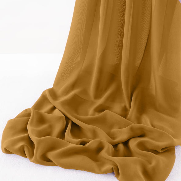 Dark Mustard Wool Dobby Chiffon Sheer Table Runner for Wedding, Decorations for Birthday Parties, Banquets, Engagements.