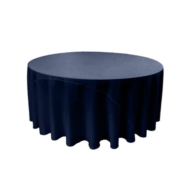 Dark Navy Blue Solid Round Polyester Poplin Tablecloth With Seamless