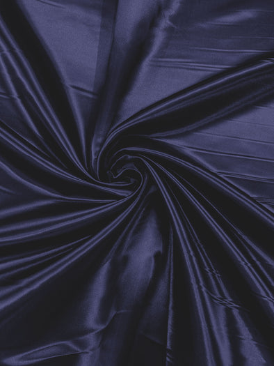 Dark Navy Blue Heavy Shiny Bridal Satin Fabric for Wedding Dress, 60" inches wide sold by The Yard. Modern Color