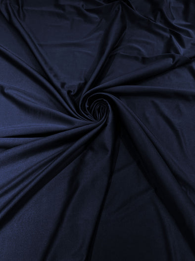 Dark Navy Blue Shiny Milliskin Nylon Spandex Fabric 4 Way Stretch 58" Wide Sold by The Yard