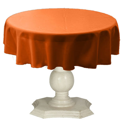 Dark Orange Round Tablecloth Solid Dull Bridal Satin Overlay for Small Coffee Table Seamless