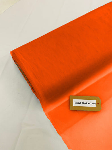 Dark Orange  Bridal Illusion Tulle 108"Wide Polyester Premium Tulle Fabric Bolt