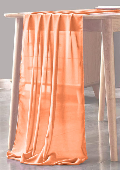 Dark Peach Sheer Table Runner for Wedding, Decorations for Birthday Parties, Banquets, Engagements.