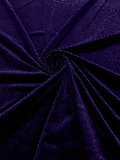 Dark Purple 60" Wide 90% Polyester 10 percent Spandex Stretch Velvet Fabric for Sewing Apparel Costumes Craft, Sold By The Yard.