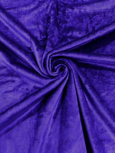Dark Purple Minky Solid Silky Plush Faux Fur Fabric - Sold by the yard