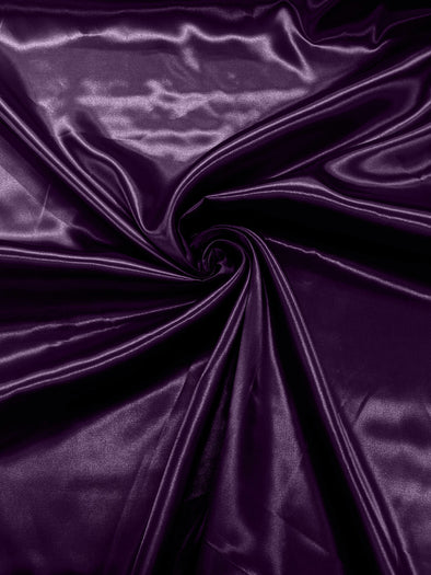Dark Purple Shiny Charmeuse Satin Fabric for Wedding Dress/Crafts Costumes/58” Wide /Silky Satin