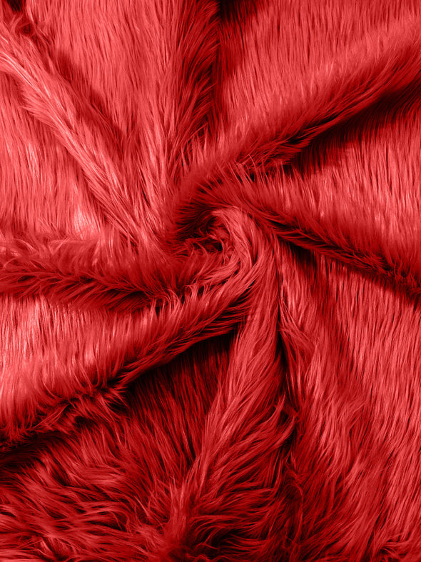 Dark Red Long Pile Soft Faux Fur Fabric for Fur suit, Cosplay Costume, Photo Prop, Trim, Throw Pillow, Crafts.