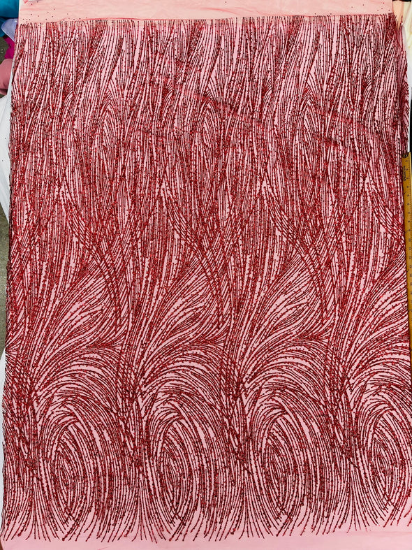 Fashion Glitter Design On A Mesh Lace Fabric/Prom.