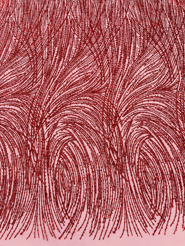 Fashion Glitter Design On A Mesh Lace Fabric/Prom.