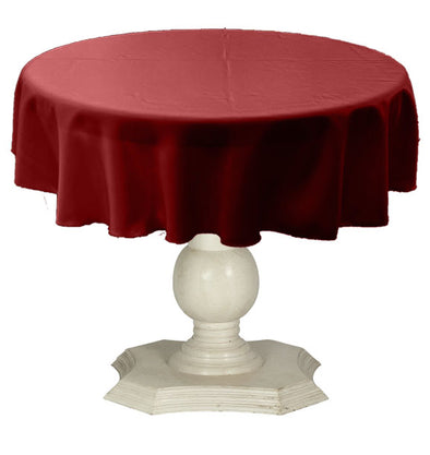 Dark Red Round Tablecloth Solid Dull Bridal Satin Overlay for Small Coffee Table Seamless