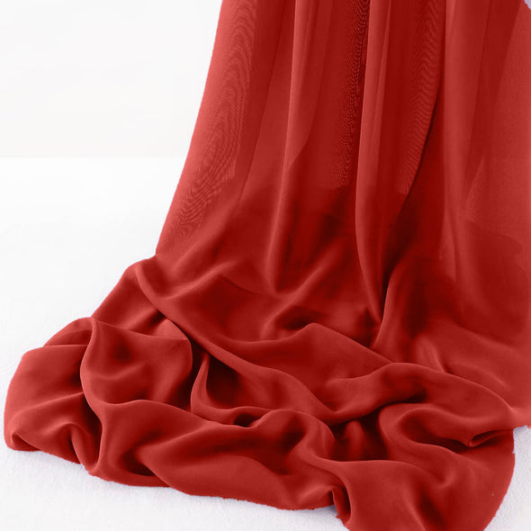 Dark Red Pack of 10 10ft Wool Dobby Chiffon Table Runner 29x120 Inches Runner for Wedding, Decorations for Birthday Parties, Banquets, Engagements, Sheer