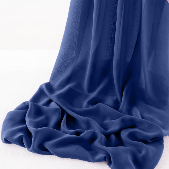 Dark Royal Blue Wool Dobby Chiffon Sheer Table Runner for Wedding, Decorations for Birthday Parties, Banquets, Engagements.