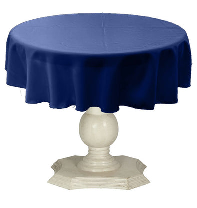 Dark Royal Blue Round Tablecloth Solid Dull Bridal Satin Overlay for Small Coffee Table Seamless