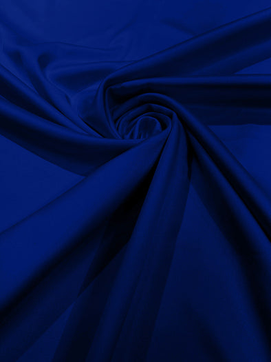 Dark Royal Blue Matte Stretch Lamour Satin Fabric 58" Wide/Sold By The Yard. New Colors