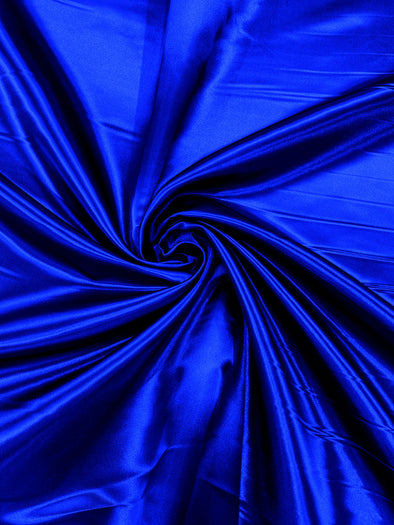 Dark Royal Blue Heavy Shiny Bridal Satin Fabric for Wedding Dress, 60" inches wide sold by The Yard. Modern Color