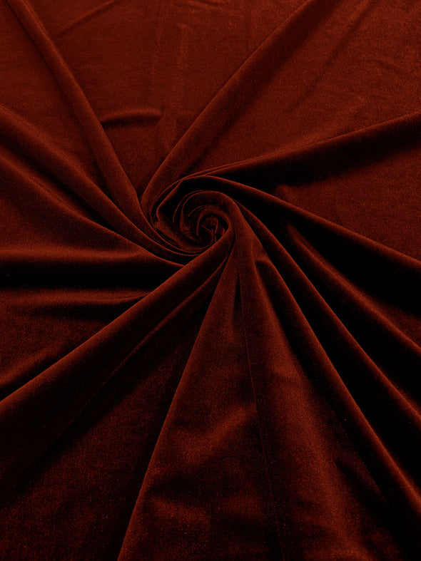 Dark Rust 60" Wide 90% Polyester 10 percent Spandex Stretch Velvet Fabric for Sewing Apparel Costumes Craft, Sold By The Yard.