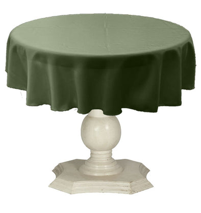 Dark Sage Green Round Tablecloth Solid Dull Bridal Satin Overlay for Small Coffee Table Seamless