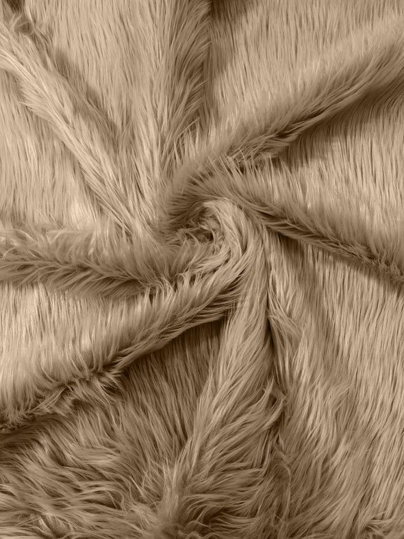 Dark Taupe Long Pile Soft Faux Fur Fabric for Fur suit, Cosplay Costume, Photo Prop, Trim, Throw Pillow, Crafts.