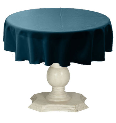 Dark Teal Round Tablecloth Solid Dull Bridal Satin Overlay for Small Coffee Table Seamless