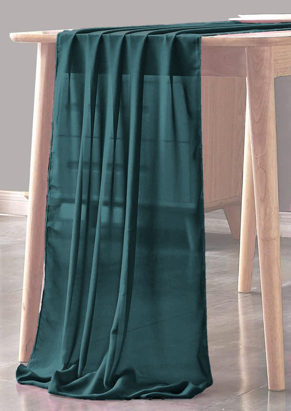 Dark Teal Sheer Table Runner for Wedding, Decorations for Birthday Parties, Banquets, Engagements.