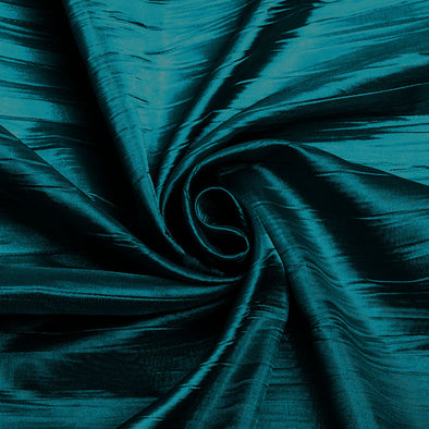Dark Teal Crushed Taffeta Fabric - 54" Width - Creased Clothing Decorations Crafts - Sold By The Yard