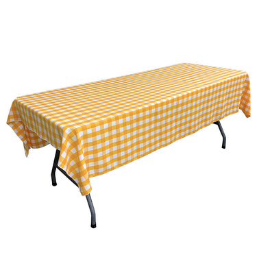 Dark Yellow Rectangular Polyester Poplin Gingham Checkered Tablecloth