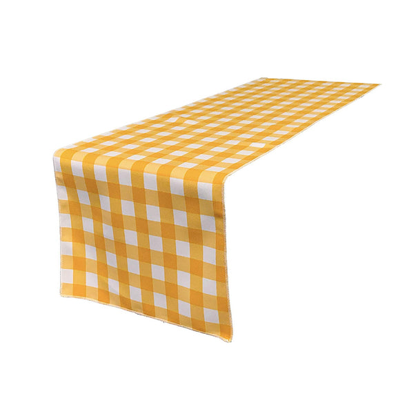 Dark Yellow 12" Wide by The Size of Your Choice, Polyester Poplin Gingham, Checkered, Plaid Table Runner.