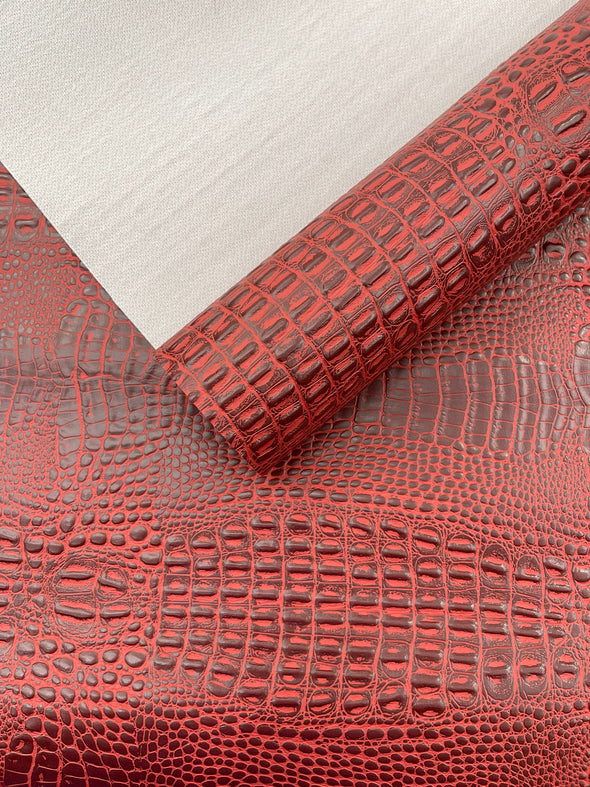 Crocodile Marine Vinyl 2 Tone Upholstery, Crocodile Skin Texture Faux Leather PVC Vinyl, 54" Wide.