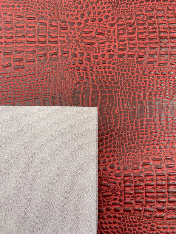 Crocodile Marine Vinyl 2 Tone Upholstery, Crocodile Skin Texture Faux Leather PVC Vinyl, 54" Wide.