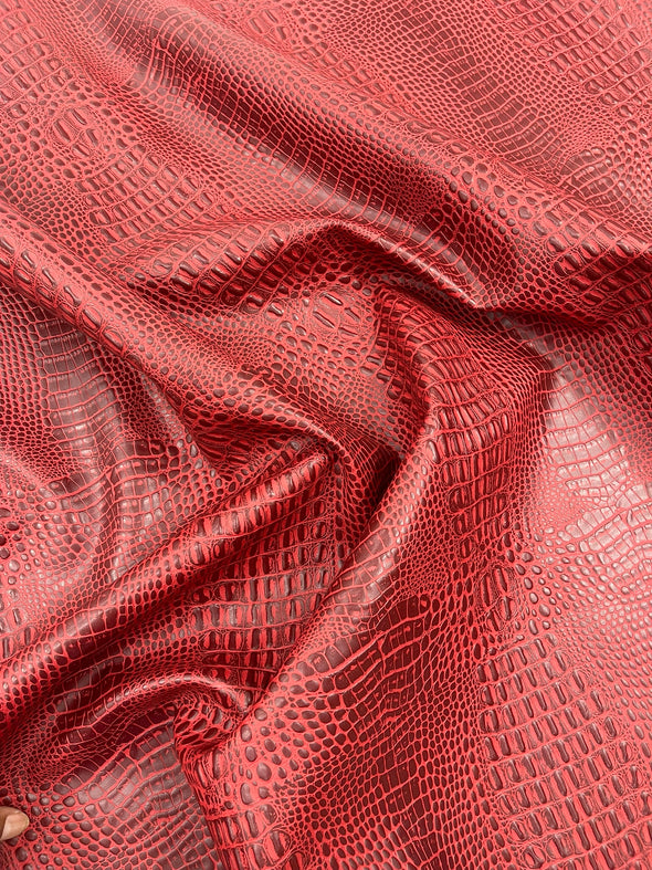 Crocodile Marine Vinyl 2 Tone Upholstery, Crocodile Skin Texture Faux Leather PVC Vinyl, 54" Wide.