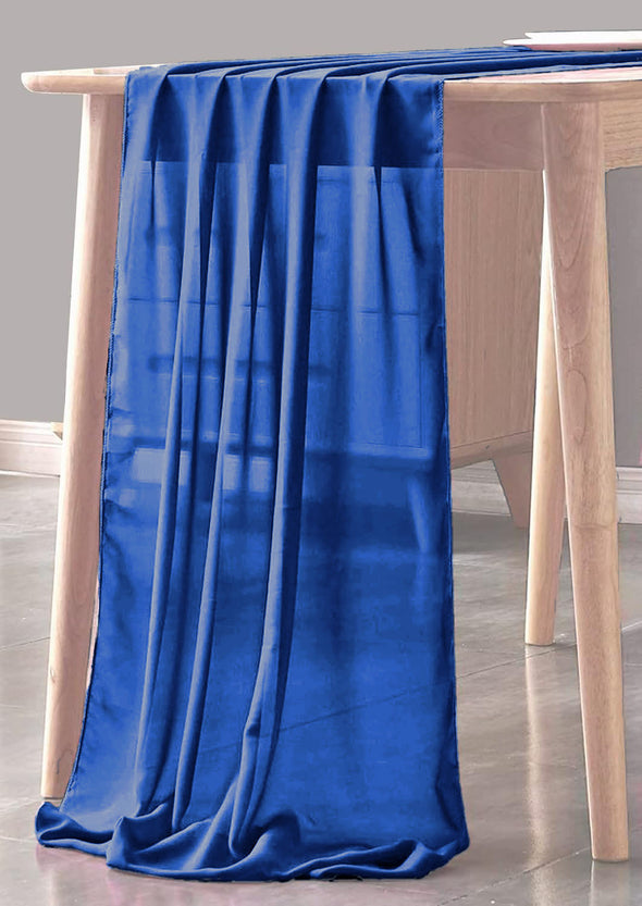 Dark Royal Blue Sheer Table Runner for Wedding, Decorations for Birthday Parties, Banquets, Engagements.