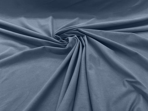 Dusty Blue 58/60" Wide Cotton Jersey Spandex Knit Blend 95% Cotton 5 percent Spandex/Stretch Fabric/Costume