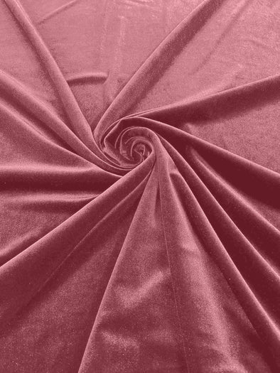 Dusty Rose 60" Wide 90% Polyester 10 percent Spandex Stretch Velvet Fabric for Sewing Apparel Costumes Craft, Sold By The Yard.