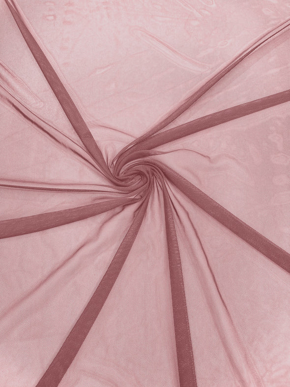 Dusty Rose 58/60" Wide Solid Stretch Power Mesh Fabric Spandex/ Sheer See-Though/Sold By The Yard.