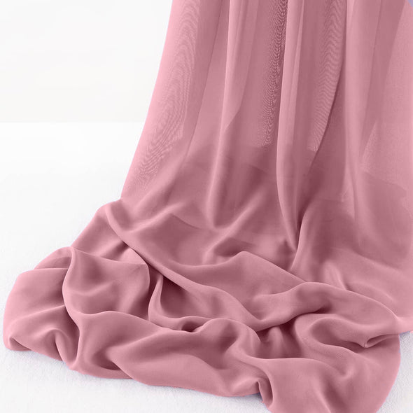 Dusty Rose Pack of 5 10ft Wool Dobby Chiffon Table Runner 29x120 Inches Runner for Wedding, Decorations for Birthday Parties, Banquets, Engagements, Sheer