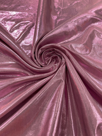 Dusty Rose Metallic Lame Foil/ Polyester Fabric/Stretch Fabric/Light Weight/ 58 Inches Wide