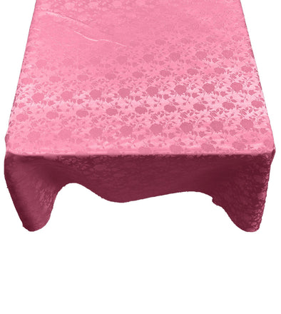 Dusty Rose Square Tablecloth Roses Jacquard Satin Overlay for Small Coffee Table Seamless