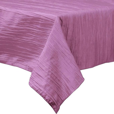 Dusty Rose Rectangular Light Weight Accordion Design Crushed Taffeta Seamless Table Overlay.