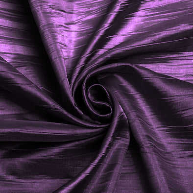 Eggplant Crushed Taffeta Fabric - 54" Width - Creased Clothing Decorations Crafts - Sold By The Yard